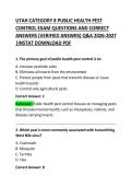 Utah Category 8 Public Health Pest Control Exam Questions and Correct Answers 2026&ndash;2027
