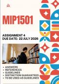 MIP1501 Assignment 4 &lbrace;COMPLETE ANSWERS&rcub; Due Date 22 July 2026