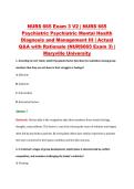 NURS 665 Exam 3 V2 &vert; NURS 665 &NewLine;Psychiatric Psychiatric Mental Health &NewLine;Diagnosis and Management III &vert; Actual &NewLine;Q&A with Rationale &lpar;NURS665 Exam 3&rpar; &vert; &NewLine;Maryville University 