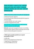 Texas Category E Aquatic Pest Control Exam Questions and Correct Answers 2026&ndash;2027