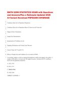  &NewLine;MATH 225N STATISTICS EXAM with Questions and Answers&sol;Plus a Rationale Updated 2026 A&plus;&sol;Instant Download PDFEXAM COVERAGE &NewLine;