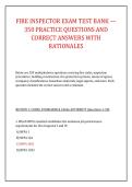 FIRE INSPECTOR EXAM TEST BANK &mdash; &NewLine;350 PRACTICE QUESTIONS AND &NewLine;CORRECT ANSWERS WITH &NewLine;RATIONALES