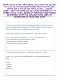 WGU Course C838 - Managing Cloud Security &lpar;CCSP&rpar;  &NewLine;Practice 2026 EXAM QUESTIONS AND STUDY GUIDE &NewLine;COMPLETE & ACCURATE FINAL EXAM &comma; ACTUAL &NewLine;QUESTIONS AND CORRECT DETAILED ANSWERS WITH &NewLine;RATIONALES &lpar;100&percnt; CORRECT VERIFIED SOLUTIONS&rpar; &NewLine;CURRENTLY UPDATED VER