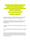 AP COMPUTER SCIENCE PRINCIPLES &NewLine;EXAM STUDY GUIDE 2026&sol;2027 &NewLine;COMPLETE QUESTIONS WITH VERIFIED &NewLine;CORRECT ANSWERS &vert;&vert; &NewLine;100&percnt; GUARANTEED PASS &NewLine;<NEWEST VERSION> 