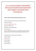 LA 4-50 SOLAR ENERGY EQUIPMENT &NewLine;INSTALLER EXAMINATION QUESTIONS &NewLine;AND CORRECT ANSWERS WITH &NewLine;RATIONALES&period; 