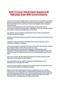 NUR-113-Unit 4 NCLEX Style Questions W&sol; Rationales Exam With Correct Answers