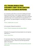 ATLS TRAUMA BUNDLE FINAL&NewLine;ASSESSMENT SCRIPT TESTED QUESTIONS&NewLine;AND FULLY ACCURATE RESPONSES&NewLine;