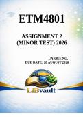 ETM4801 Assignment 2 &lpar;MINOR TEST&rpar; 2026 - Due 28 August 2026