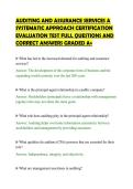 AUDITING AND ASSURANCE SERVICES A&NewLine;SYSTEMATIC APPROACH CERTIFICATION&NewLine;EVALUATION TEST FULL QUESTIONS AND&NewLine;CORRECT ANSWERS GRADED A&plus;