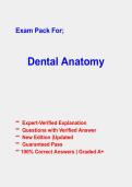 Dental Anatomy Exam Questions & Answers &vert; Verified Answers &vert; Latest 2026-2027 PDF