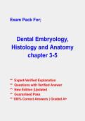 Dental Embryology&comma; Histology & Anatomy Chapters 3&ndash;5 Exam Questions & Answers &vert; Verified Answers &vert; Latest 2026-2027 PDF