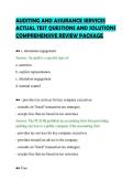 AUDITING AND ASSURANCE SERVICES&NewLine;ACTUAL TEST QUESTIONS AND SOLUTIONS&NewLine;COMPREHENSIVE REVIEW PACKAGE&NewLine;