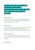 AUDITING THE ART AND SCIENCE OF&NewLine;ASSURANCE ENGAGEMENTS&NewLine;CERTIFICATION EVALUATION EXAMS SET&NewLine;FULL QUESTIONS AND COMPLETE&NewLine;SOLUTION&NewLine;