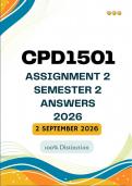 CPD1501 Assignment 2 Semester 2 &vert;&vert;&lpar;Answers and Guidelines&rpar;&vert; Due Date 2 September 2026