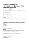 DMI Digital Marketing Certification v&period;9 Questions With Complete Solutions
