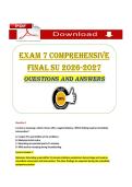 Exam 7 Comprehensive Final SU &lpar;PDF&rpar; &vert; &lpar;2026&ndash;2027&rpar; &vert; Nursing Exam Questions &vert; Comprehensive Nursing