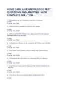 Home Care Aide Knowledge Test Questions and Answers Study Guide