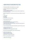 Home Health Aide Practice Test Questions and Answers Study Guide