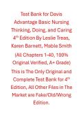 Test Bank Davis Advantage Basic Nursing Thinking&comma; Doing&comma; and Caring 4th Edition By Leslie Treas&comma; Karen Barnett&comma; Mable Smith 
