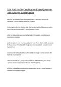 Life and Health Insurance Licensing Exam Questions and Answers Study Guide