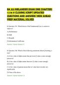 BA 323 NIELANDER EXAM ONE CHAPTERS&NewLine;1 3 16 17 CLOSING SCRIPT UPDATED&NewLine;QUESTIONS AND ANSWERS VIEW AHEAD&NewLine;PREP MATERIAL SOLVED