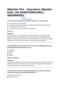 Adjuster Pro - Insurance adjuster test&vert; 154 QUESTIONS&lpar;WELL ANSWERED&rpar;&vert; 