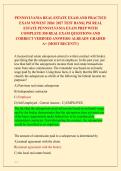 PENNSYLVANIA REAL ESTATE EXAM AND PRACTICE &NewLine;EXAM NEWEST 2026&sol; 2027 TEST BANK&vert; PSI REAL &NewLine;ESTATE PENNSYLVANIA EXAM PREP WITH &NewLine;COMPLETE 550 REAL EXAM QUESTIONS AND &NewLine;CORRECT VERIFIED ANSWERS&sol; ALREADY GRADED &NewLine;A&plus; &lpar;MOST RECENT&excl;&excl;&rpar; 