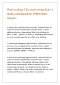 Pharmacology & Pathophysiology Exam 1 Study Guide Questions With Correct Answers