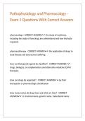 Pathophysiology and Pharmacology - Exam 1 Questions With Correct Answers