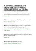 BC OWNER BUILDER EXAM 186 2026&NewLine;CERTIFICATION EVALUATION EXAMS&NewLine;COMPLETE QUESTIONS AND ANSWERS&NewLine;