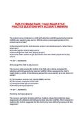 NUR 214 &lpar;Mental Health - Test 2&rpar; NCLEX STYLE PRACTICE QUESTIONS WITH ACCURATE ANSWERS