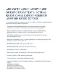Advanced Ambulatory Care Nursing Exam Test 1 &vert; Practice Questions & Expert-Verified Answers &vert; Updated 2027&sol;2028 Study Guide