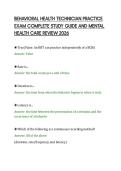 BEHAVIORAL HEALTH TECHNICIAN PRACTICE&NewLine;EXAM COMPLETE STUDY GUIDE AND MENTAL&NewLine;HEALTH CARE REVIEW 2026&NewLine;