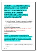 CALIFORNIA TAX EDUCATION COUNCIL&NewLine;&lpar;CTEC&rpar; EXAM &lpar;FOR TAX PREPARERS&rpar;&NewLine;PRACTICE QUESTIONS & &lbrack;VERIFIED&NewLine;ANSWERS&rsqb;&comma; PLUS EXPLAINED&NewLine;RATIONALES&vert;2026 LATEST UPDATE&vert;&NewLine;INSTANT DOWNLOAD PDF&NewLine;