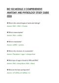 BIO 152 MODULE 3 COMPREHENSIVE&NewLine;ANATOMY AND PHYSIOLOGY STUDY GUIDE&NewLine;2026&NewLine;