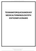 Updated Latest Quick and Easy Medical Terminology 9th Edition by Peggy C&period; Leonard Test Bank Medical Terminology Healthcare Comprehensive Chapter by Chapter Exam Questions with Verified Answers for Healthcare Students Faculty Teaching Resources and Academi