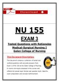 NU 155 Exam 3 &ndash; Med-Surg I &ndash; &lpar;2026&rpar; Actual Questions & Answers &lpar;Galen College of Nursing&rpar;