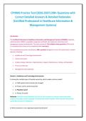 CPHIMS Practice Test &lpar;2026-2027&rpar; 200&plus; Questions with &NewLine;Correct Detailed Answers & Detailed Rationales &NewLine;&lpar;Certified Professional in Healthcare Information & Management Systems&rpar; 