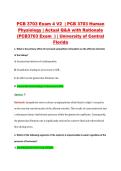 PCB 3703 Exam 4 V2  &vert; PCB 3703 Human &NewLine;Physiology &vert; Actual Q&A with Rationale &NewLine;&lpar;PCB3703 Exam  &rpar; &vert; University of Central &NewLine;Florida
