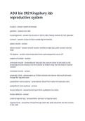 ASU bio 202 Kingsbury lab reproductive system&period; Questions with Accurate Answers
