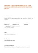 PERSONAL CARE HOME ADMINISTRATOR EXAM PRACTICE QUESTIONS AND VERIFIED SOLUTIONS LATEST