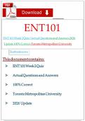 ENT 101 Week 2 Quiz&vert;Actual Questions and Answers 2026 Update 100&percnt; Correct-Toronto Metropolitan University&NewLine;