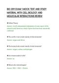 BIO 209 EXAM 1 MOCK TEST AND STUDY&NewLine;MATERIAL WITH CELL BIOLOGY AND&NewLine;MOLECULAR INTERACTIONS REVIEW