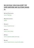 BIO 253 EXAM 1 2026 EXAM SCRIPT TEST&NewLine;PAPER QUESTIONS AND SOLUTIONS GRADED&NewLine;A&plus;