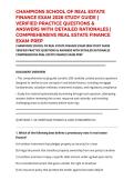 CHAMPIONS SCHOOL OF REAL ESTATE FINANCE EXAM 2026 STUDY GUIDE &vert; VERIFIED PRACTICE QUESTIONS & ANSWERS WITH DETAILED RATIONALES &vert; COMPREHENSIVE REAL ESTATE FINANCE EXAM PREP