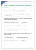 Surgical Technology Final Exam with verified detailed answers