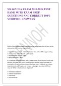 NR 667 CEA EXAM 2025-2026 TEST &NewLine;BANK WITH EXAM PREP &NewLine;QUESTIONS AND CORRECT 100&percnt; &NewLine;VERIFIED  ANSWERS 