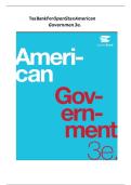 Updated Latest OpenStax American Government 3e Test Bank American Government Political Science Comprehensive Chapter by Chapter Exam Questions with Verified Answers for College Students Faculty Teaching Resources and Academic Success
