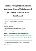 Bermuda Driving Test Exam Questions &NewLine;And Correct Answers &lpar;Verified Answers&rpar; &NewLine;Plus Rationale 2027 Q&A&vert; Instant &NewLine;Download Pdf 