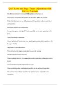 QAC Laws and Regs Exam 1 Questions with&NewLine;Correct Answers
